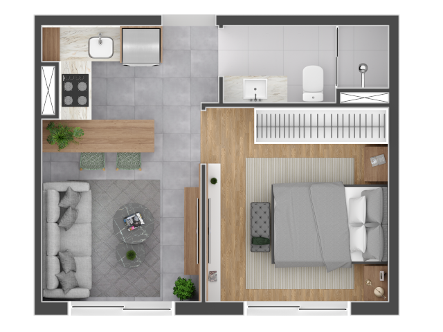 Planta 01 - 1 dorm 31m