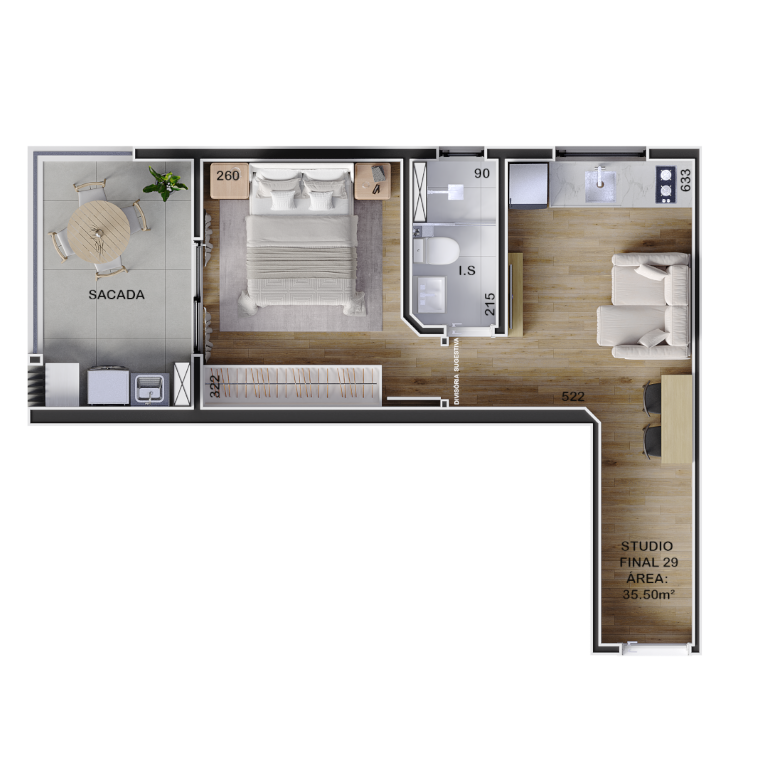 Planta 12 - 1 dorm 35,50m