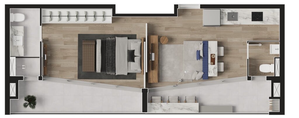 Planta 05 - 1 dorm 48m - studio - juno