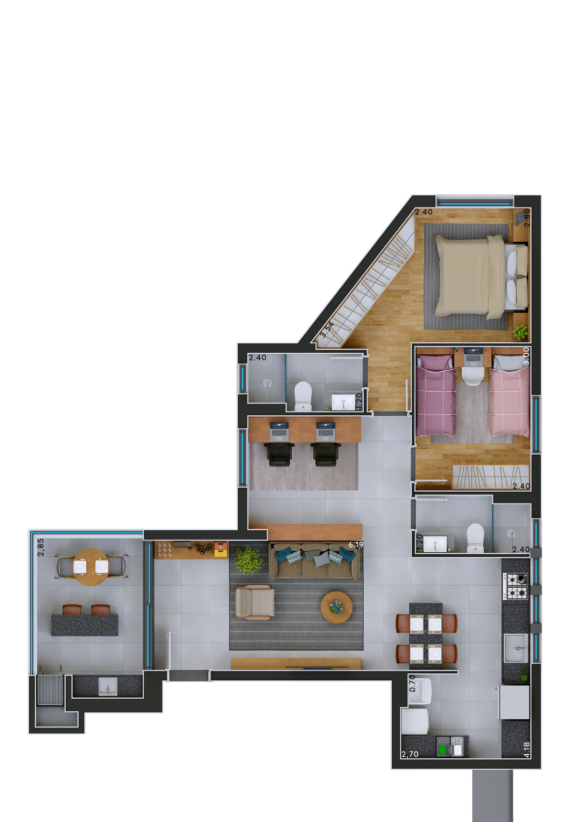 Planta 09 - 2 dorm 78 20m - opo