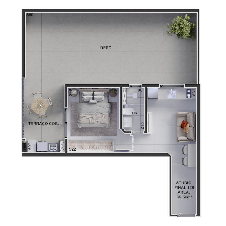 Planta 11 - 1 dorm 35,50m - garden