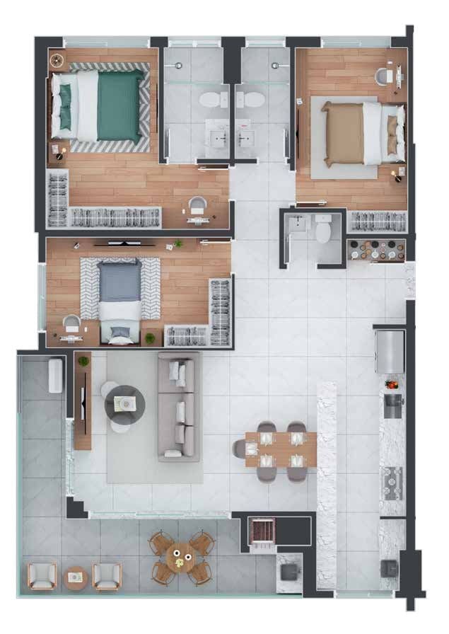 Planta 03 - 3 dorm 116m