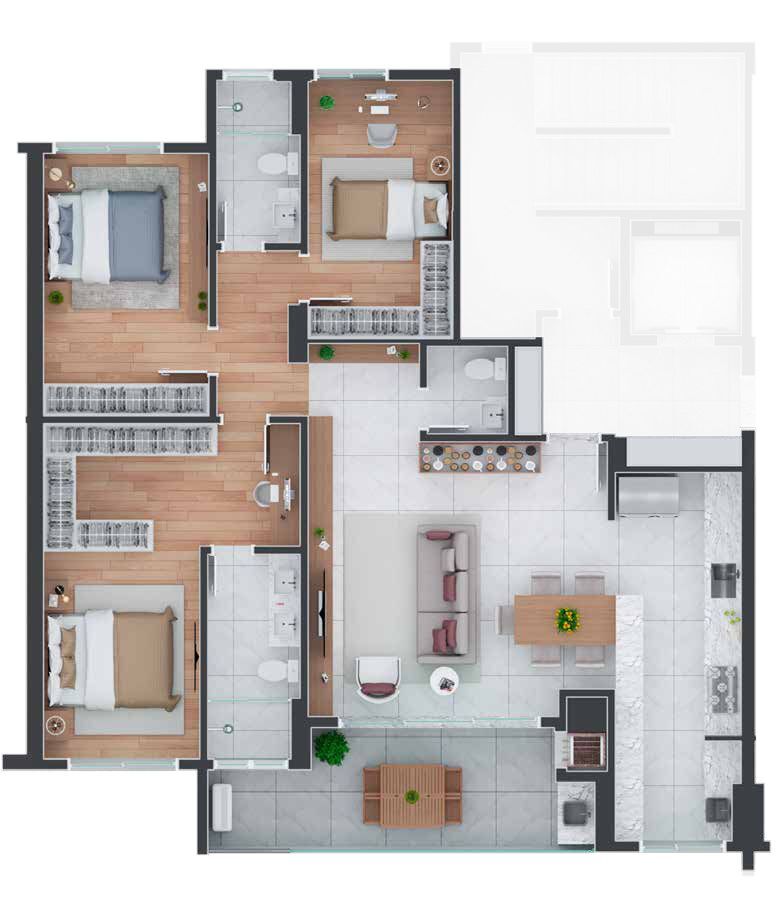 Planta 02 - 3 dorm 116m