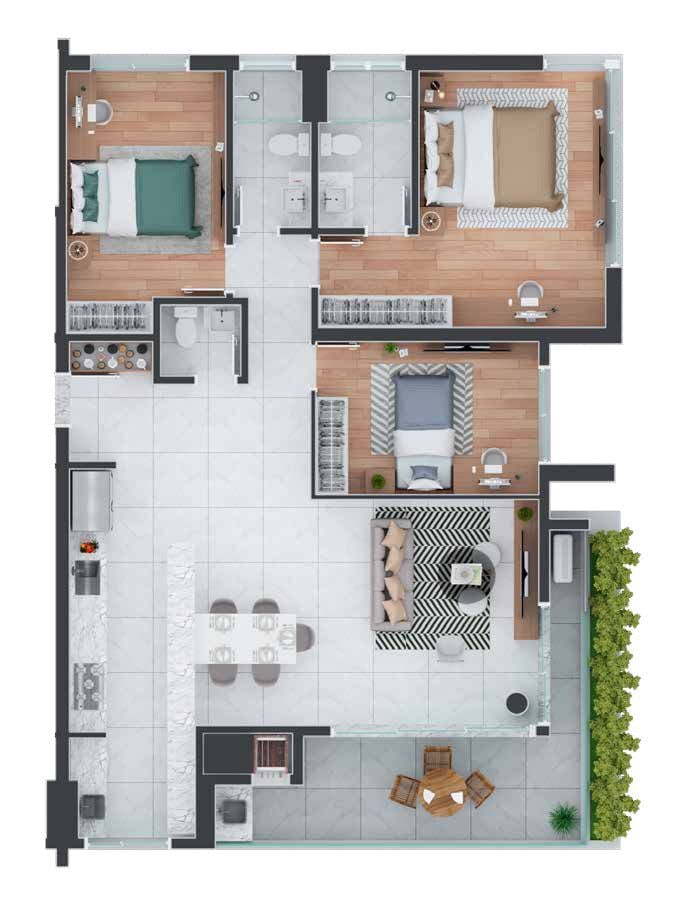 Planta 01 - 3 dorm 114m