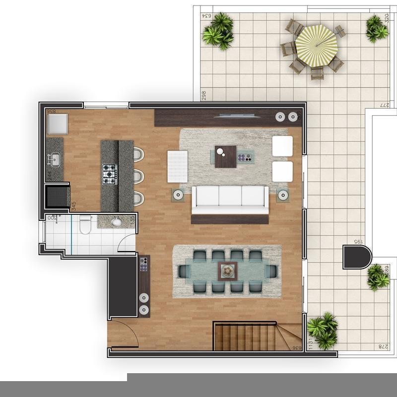 Planta 06 - 3 dorm 217 98m - cobertura duplex superior