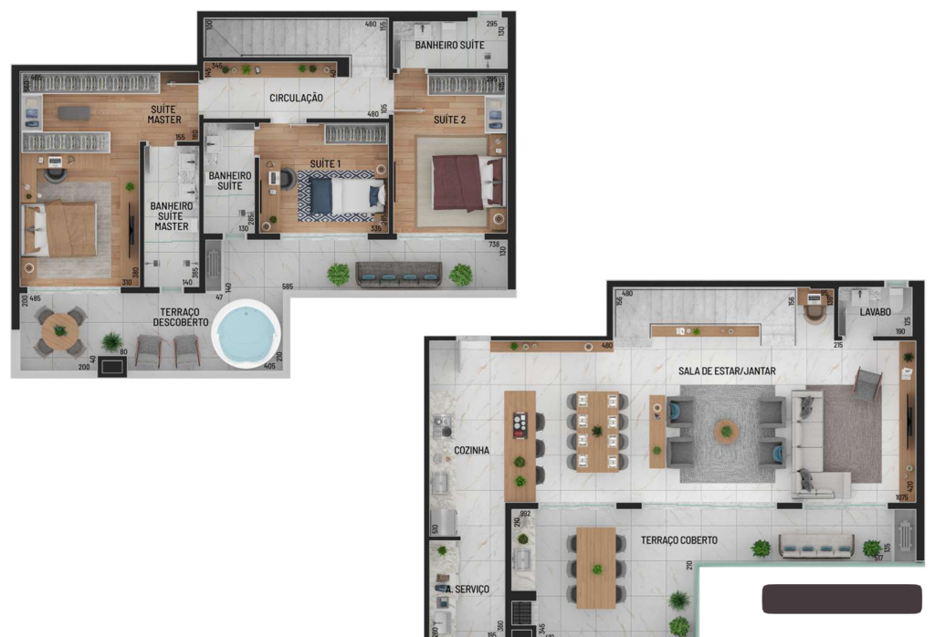 Planta 18 - 3 dorm 184 15m - cobertura duplex