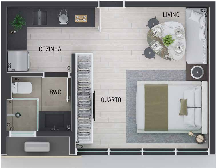 Planta 02 - 1 dorm 29,84m - studio