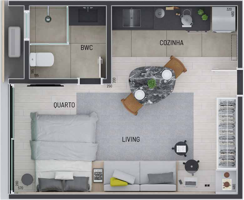 Planta 04 - 1 dorm 30m - studio