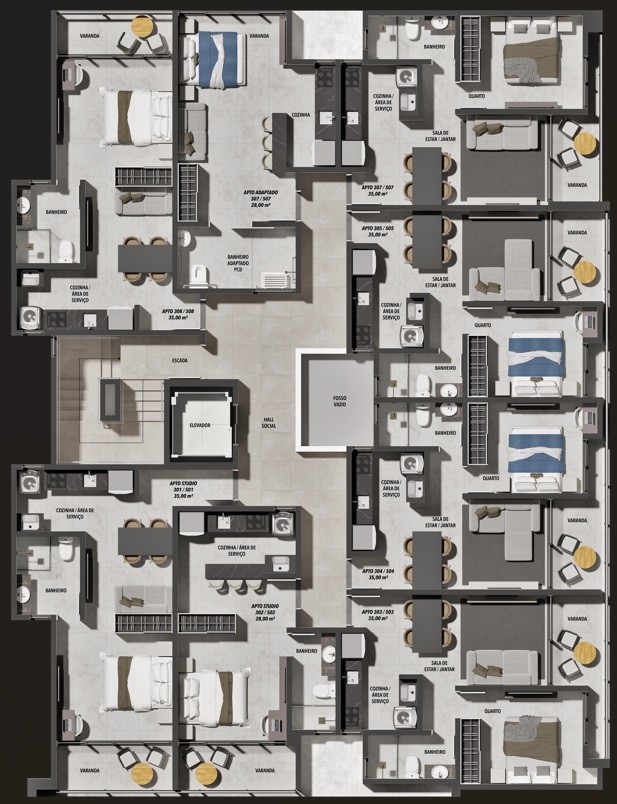 Planta Aptos TIPO 03,05