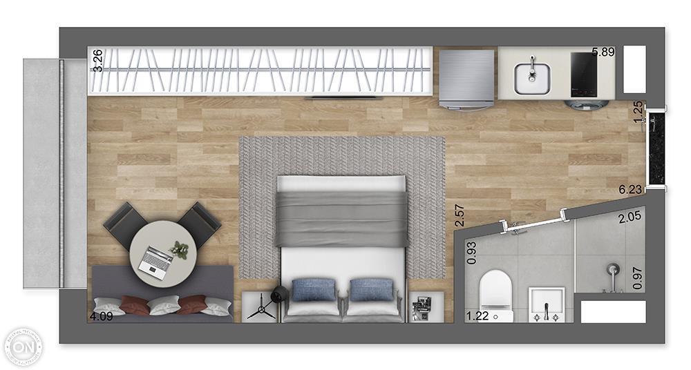 Planta 11 - 1 dorm 26m - studio