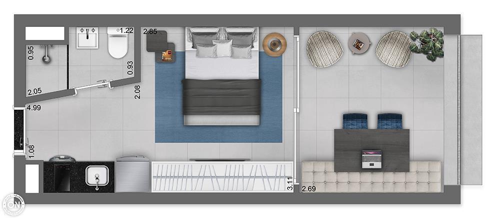 Planta 12 - 1 dorm 27m - studio