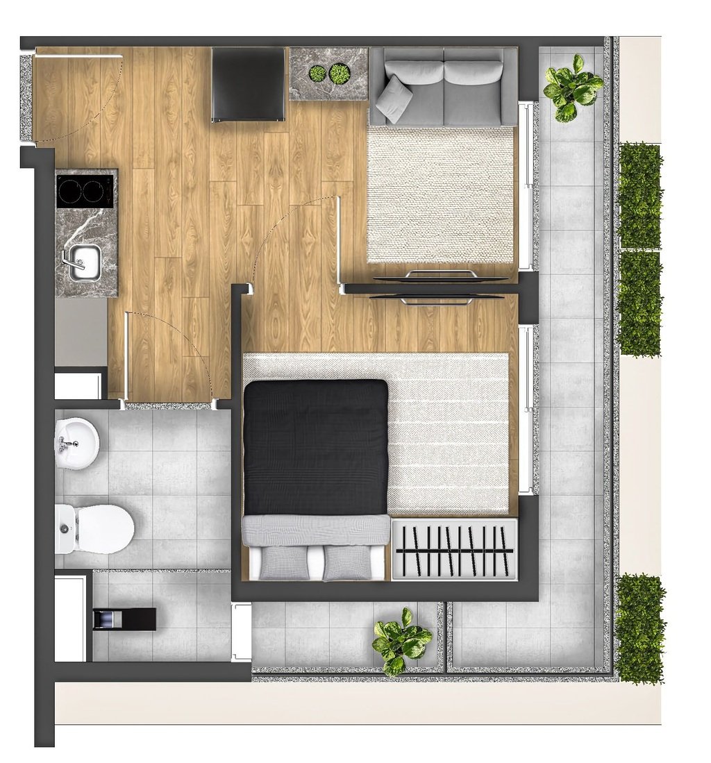 Planta 03 - 1 dorm 34m