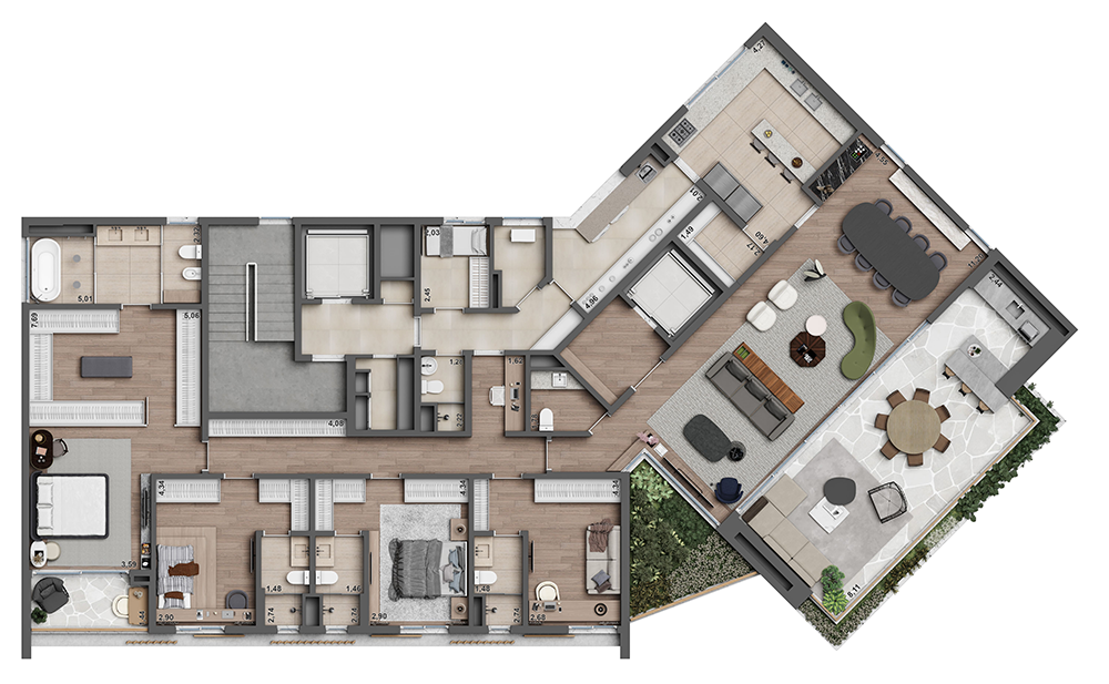 Planta 01 - 3 dorm 340m
