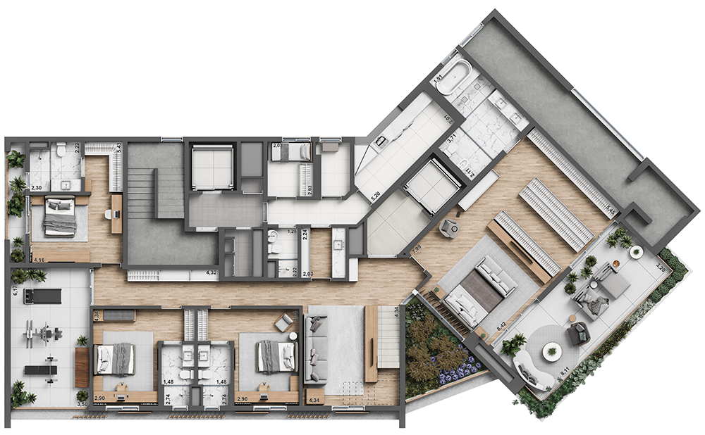 Planta 04 - 4 dorm 663m - cobertura duplex