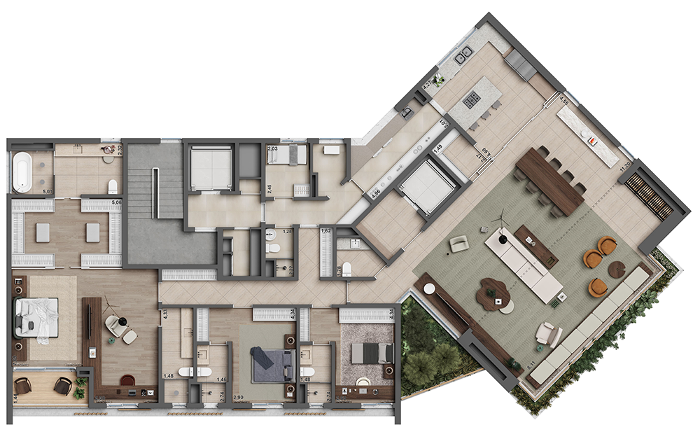 Planta 03 - 3 dorm 340m - opo