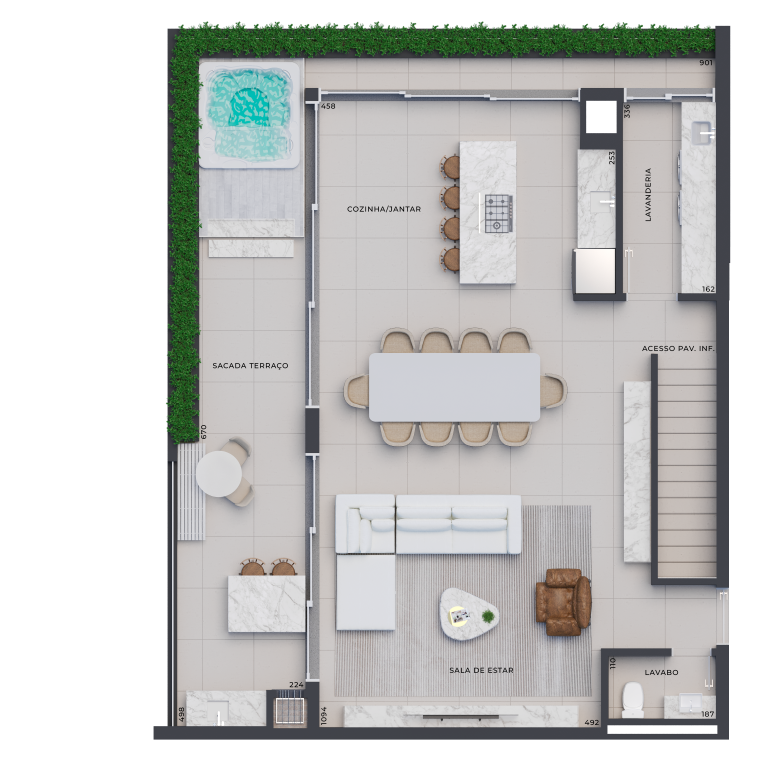 Planta 15 - 3 dorm 225,21m - cobertura duplex - superior