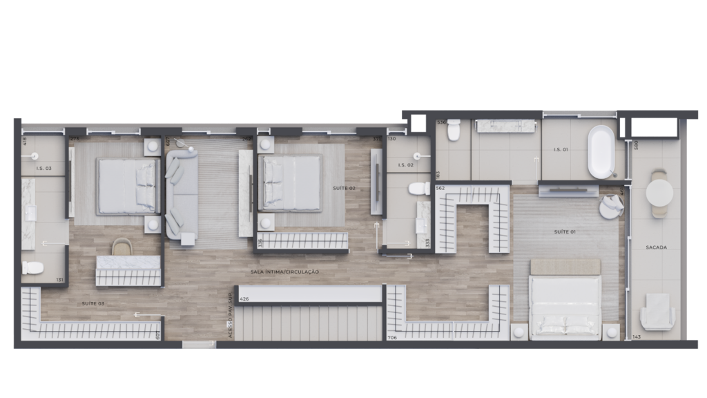 Planta 18 - 3 dorm 267,44m - cobertura duplex - inferior