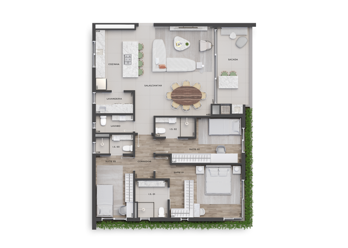 Planta 06 - 3 dorm 124,86m