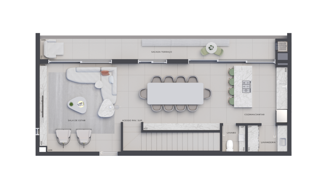 Planta 10 - 3 dorm 183,09m - cobertura duplex - inferior