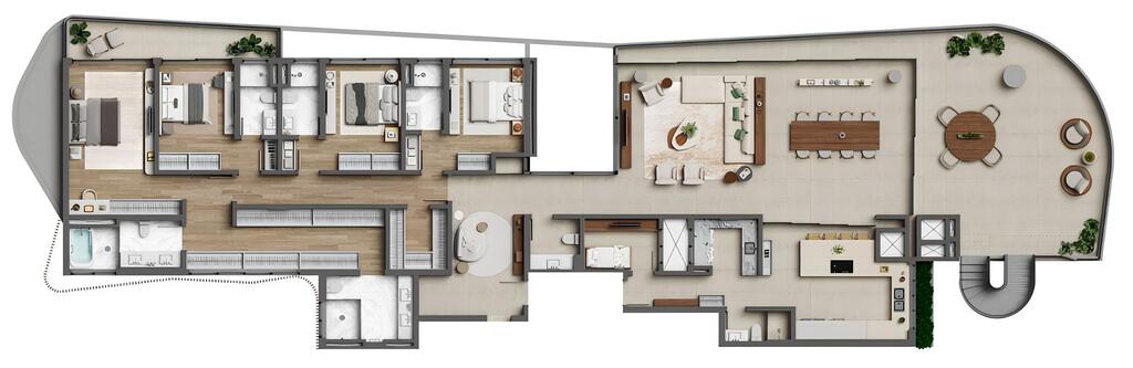 Planta 05 - 4 dorm 608,10m - cobertura duplex - inferior