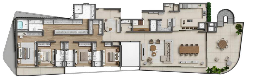 Planta 03 - 4 dorm 603,64m - cobertura duplex - inferior
