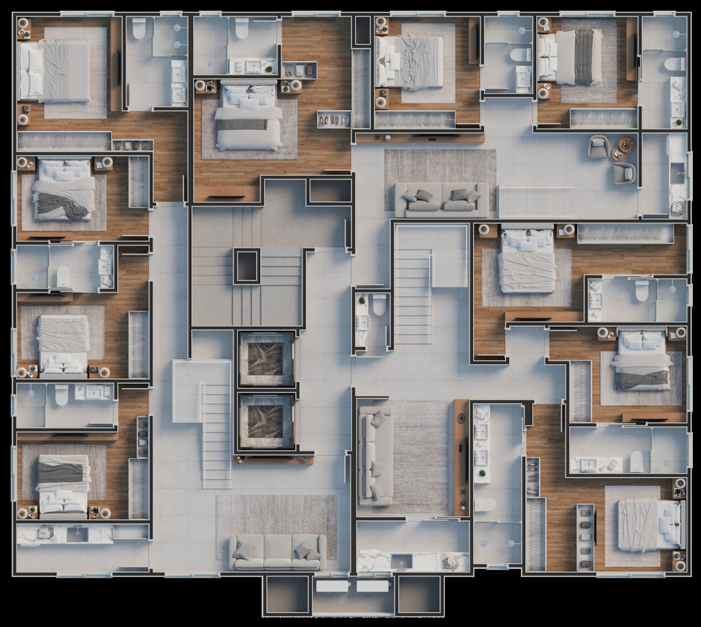 Pavimento cobertura duplex - inferior
