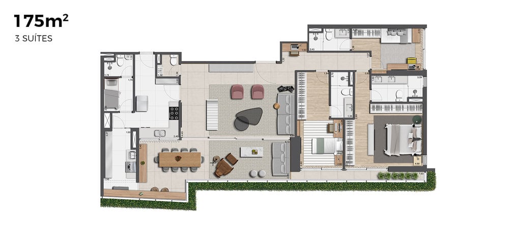 Planta 03 - 3 dorm 175m