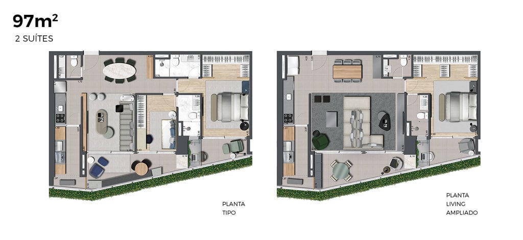 Planta 02 - 2 dorm 97m