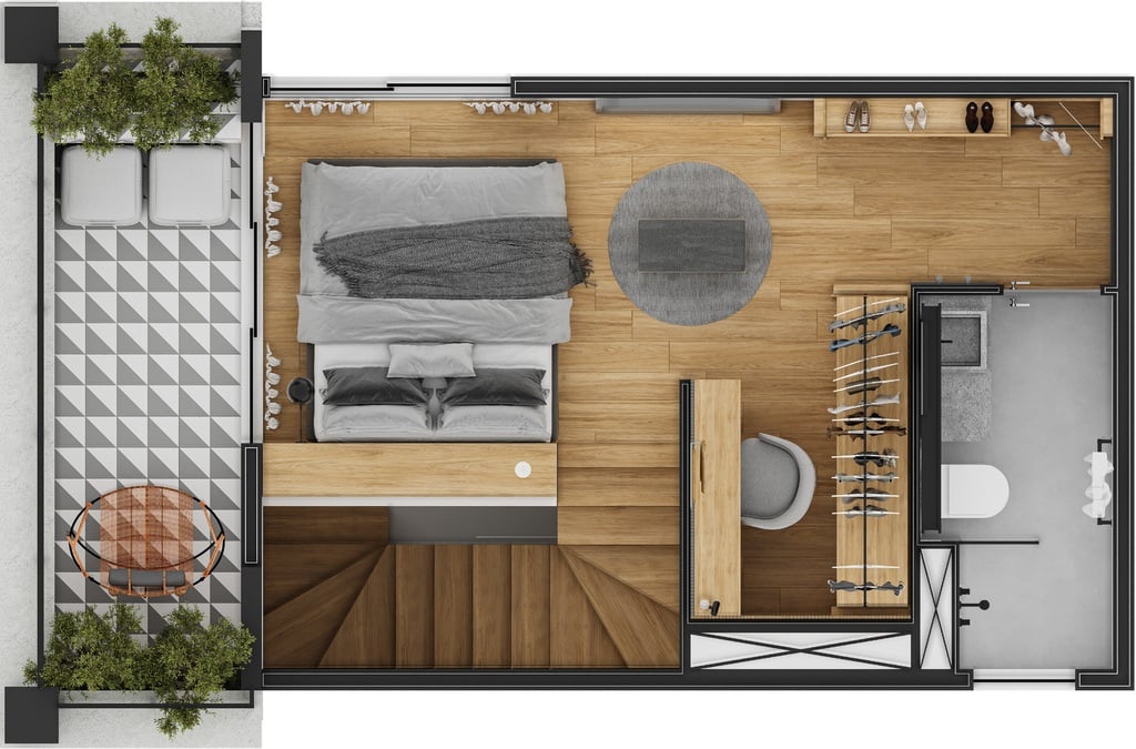 Planta 03 - 1 dorm 54,84m - cobertura duplex - superior