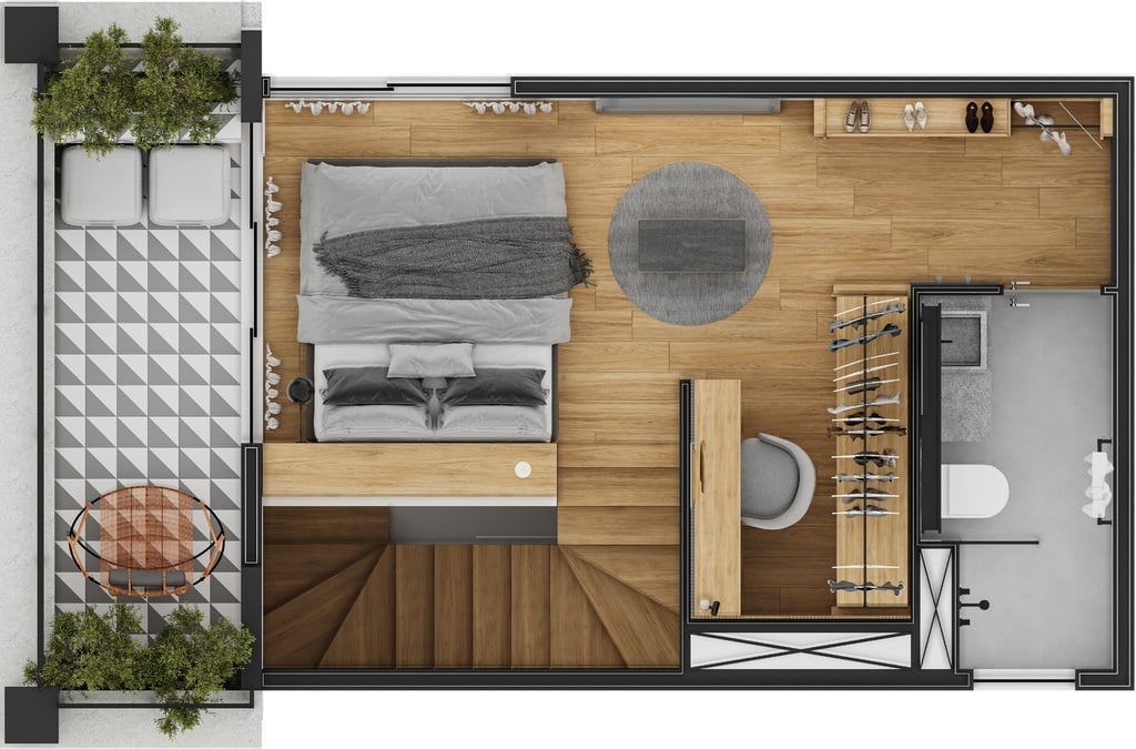 Planta 03 - 1 dorm 54,84m - cobertura duplex - superior