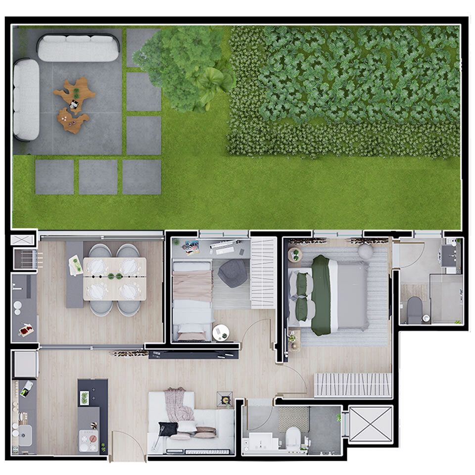 Planta 10 - 2 dorm 110m - garden
