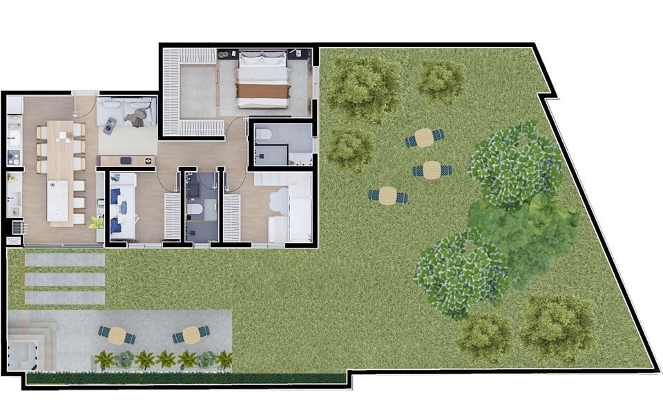 Planta 14 - 3 dorm 241m - garden