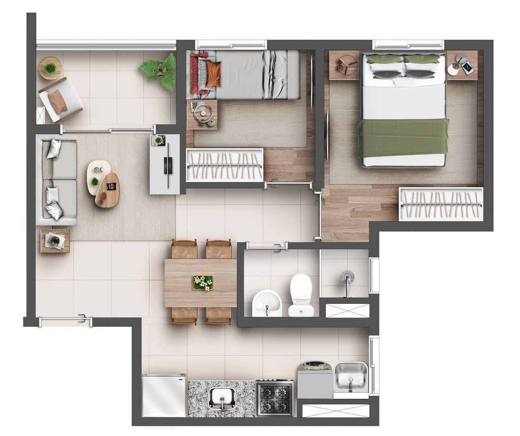 Planta 04 - 2 dorm 39 76m