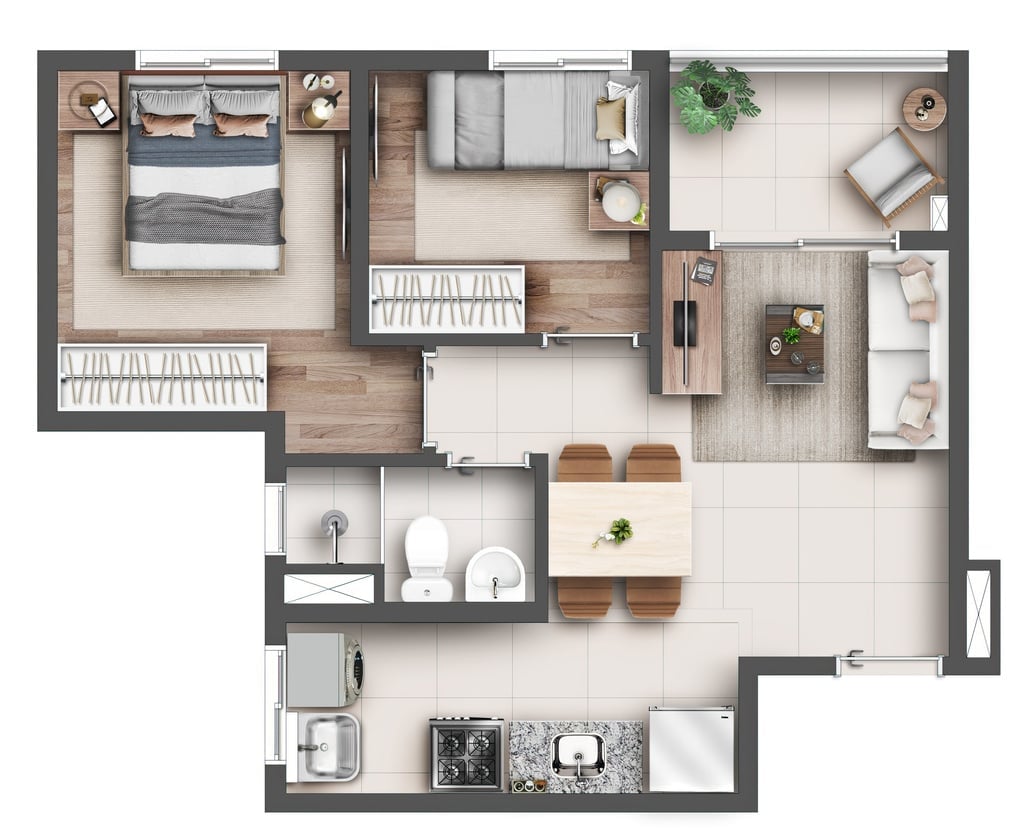 Planta 03 - 2 dorm 40 38m