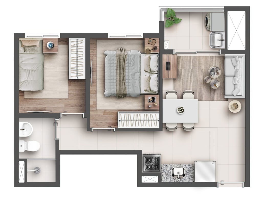 Planta 05 - 2 dorm 39 41m