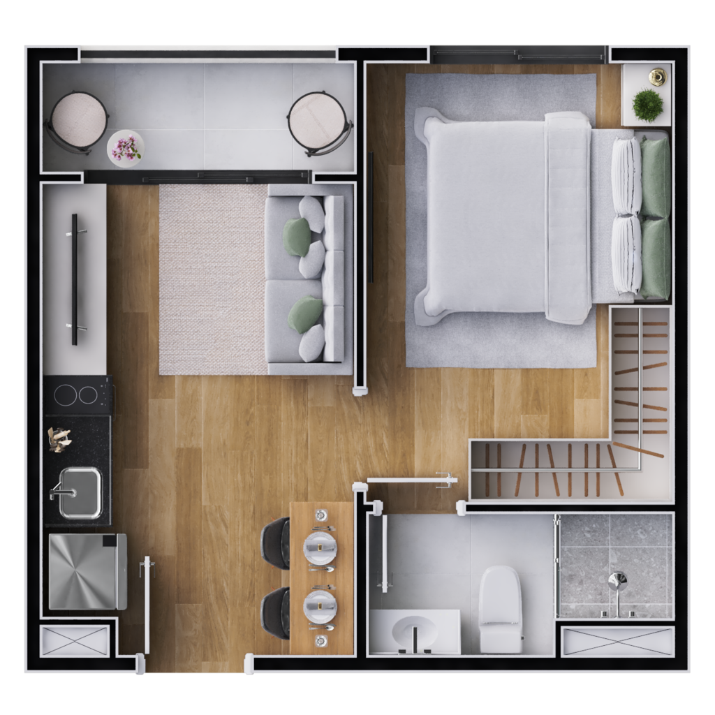 Planta 02 - 1 dorm 24,90m -  final 8 e 11