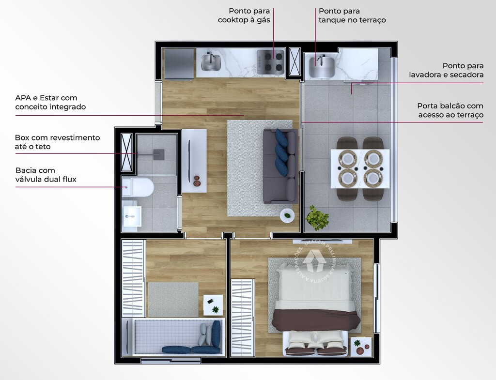 Planta 03 - 2 dorm 36m