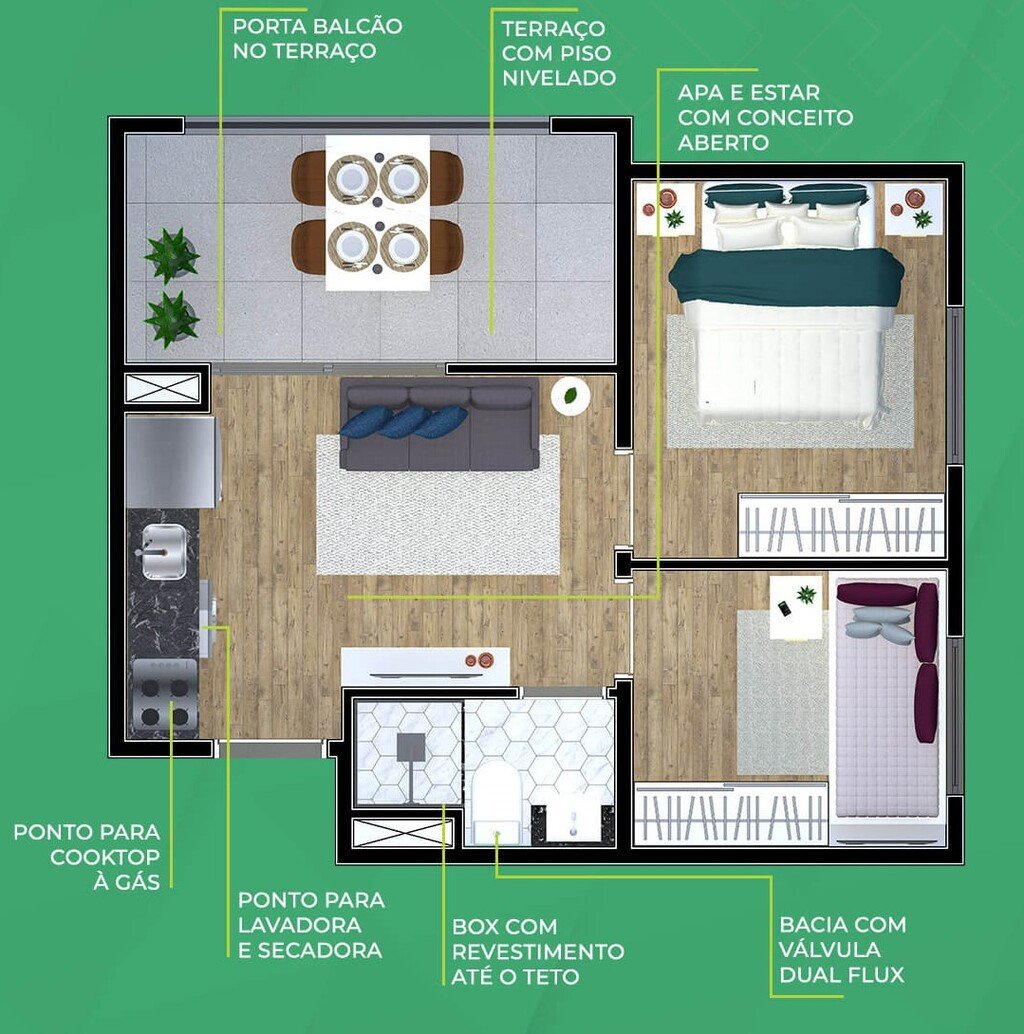 Planta 04 - 2 dorm 35m