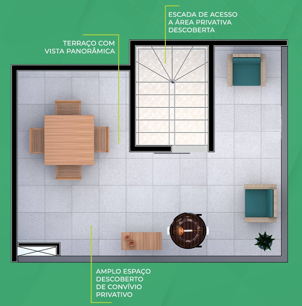 Planta 06 - 1 dorm 57m - cobertura duplex - superior