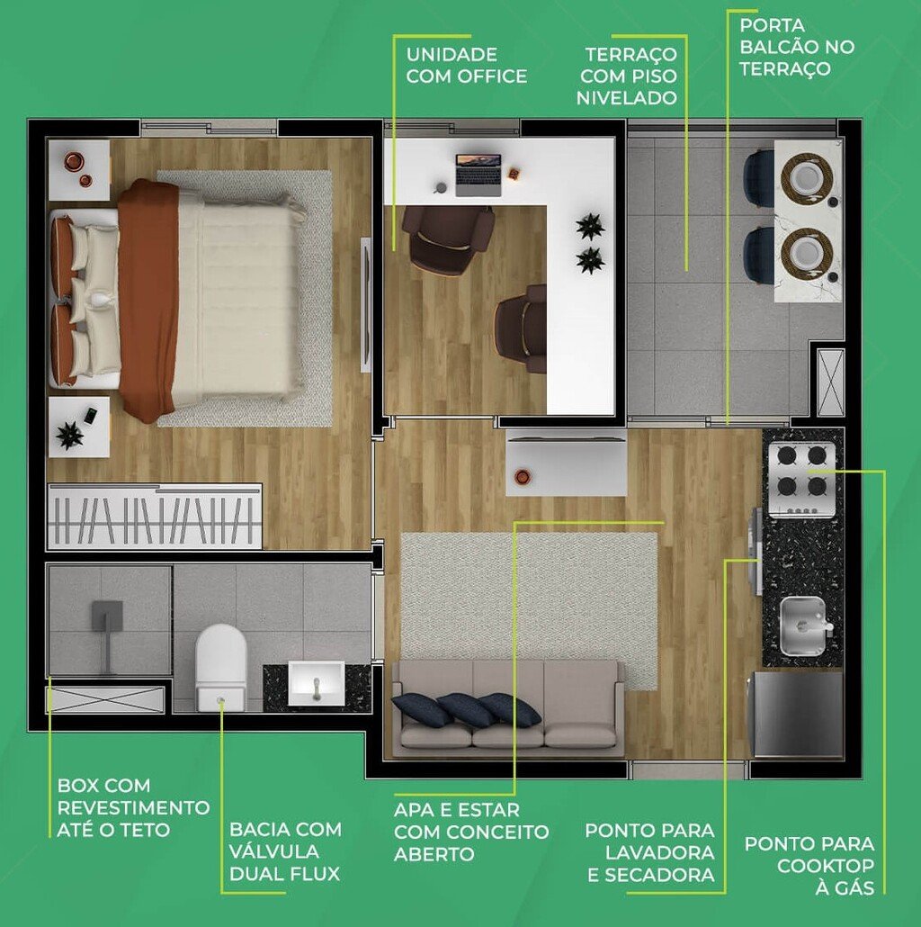 Planta 03 - 1 dorm 28m