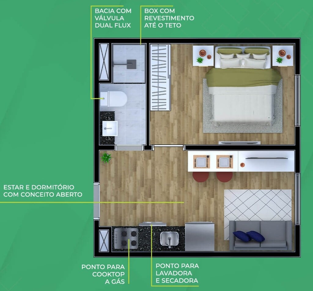 Planta 02 - 1 dorm 25m