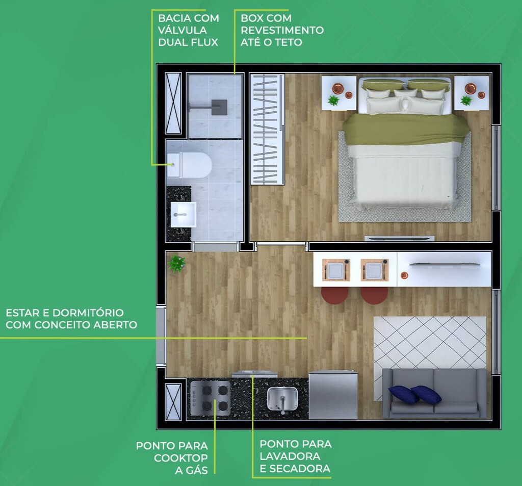 Planta 02 - 1 dorm 25m