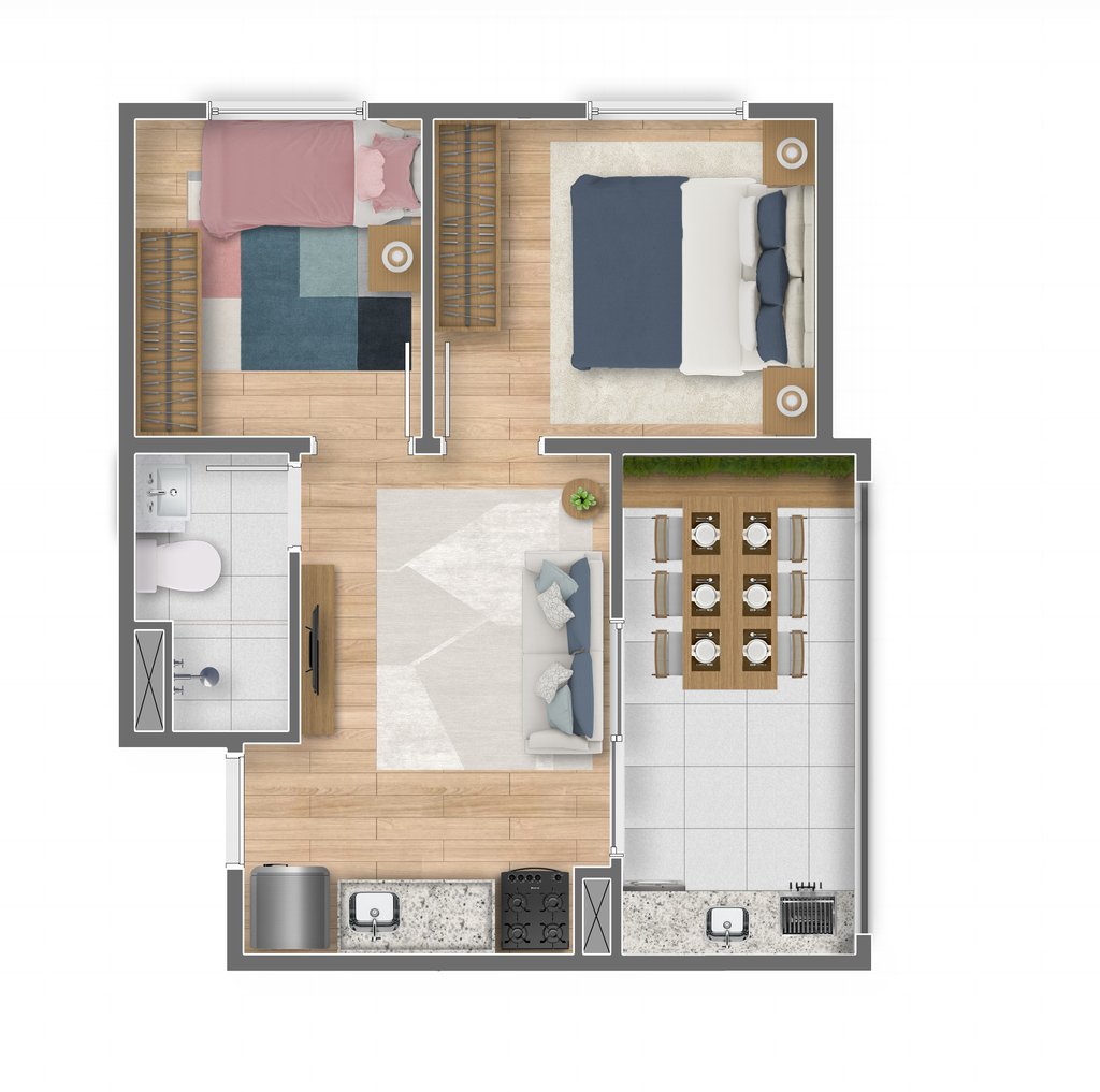Planta 04 - 2 dorm 35m