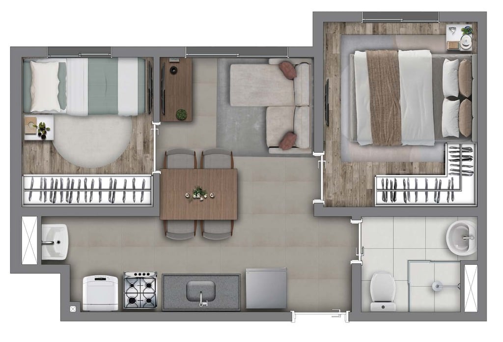 Planta 02 - 2 dorm 31,41m