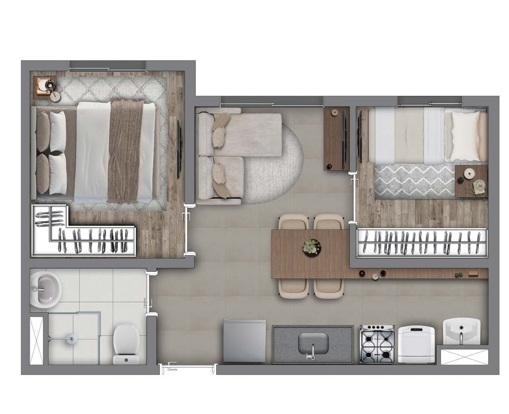 Planta 03 - 2 dorm 31,92m