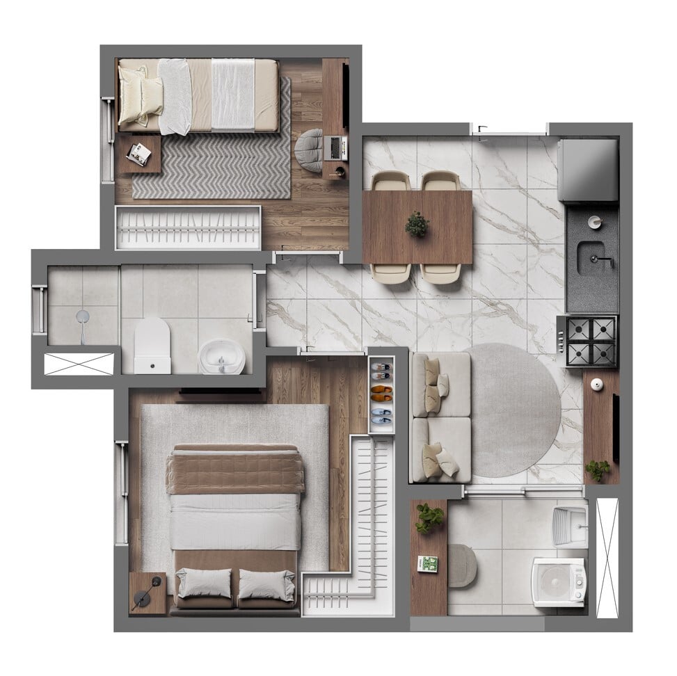 Planta 05 - 2 dorm 34,41m