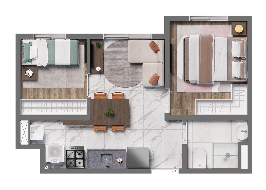 Planta 01 - 2 dorm 31,40m