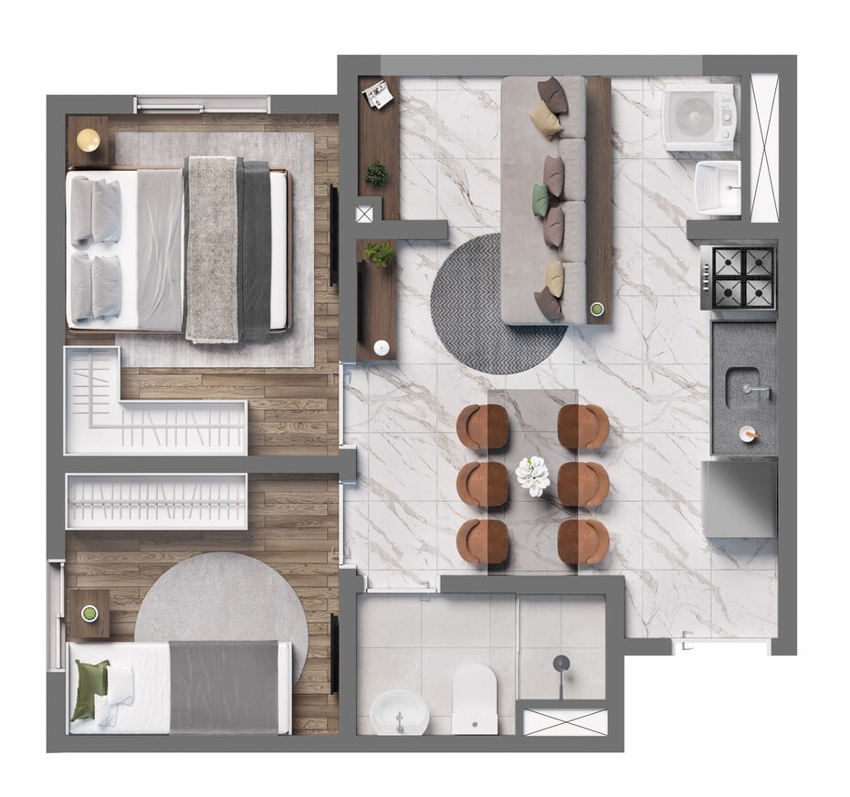 Planta 06 - 2 dorm 36,74m