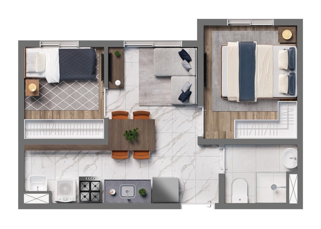 Planta 02 - 2 dorm 31,95m