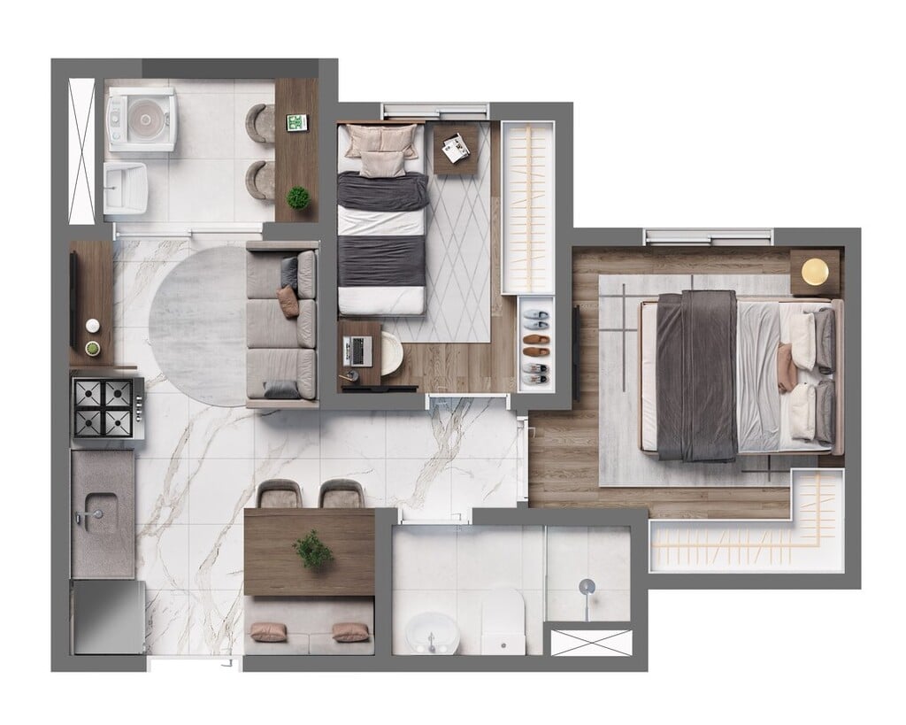 Planta 04 - 2 dorm 33,95m